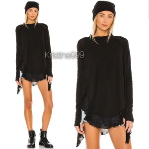 Free People Starlight Tee Long Sleeve Sexy Top in Black sz XS S NWT